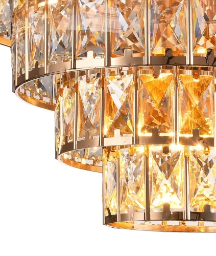 Люстра подвесная AMANDA 81428/6C GOLD Natali Kovaltseva прозрачная на 6 ламп, основание золотое в стиле классический  фото 3